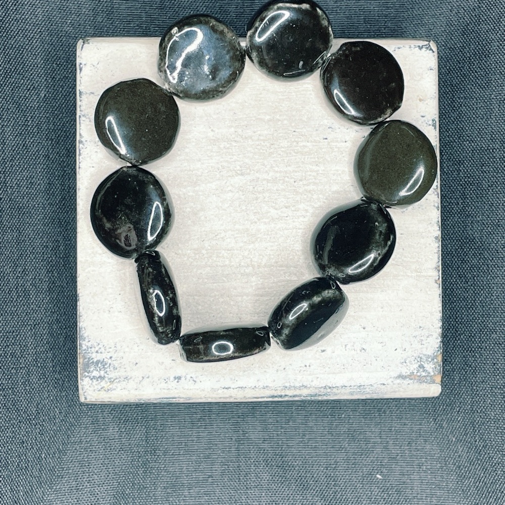 4003u. Brown Ceramic Handmade Beaded Bracelet